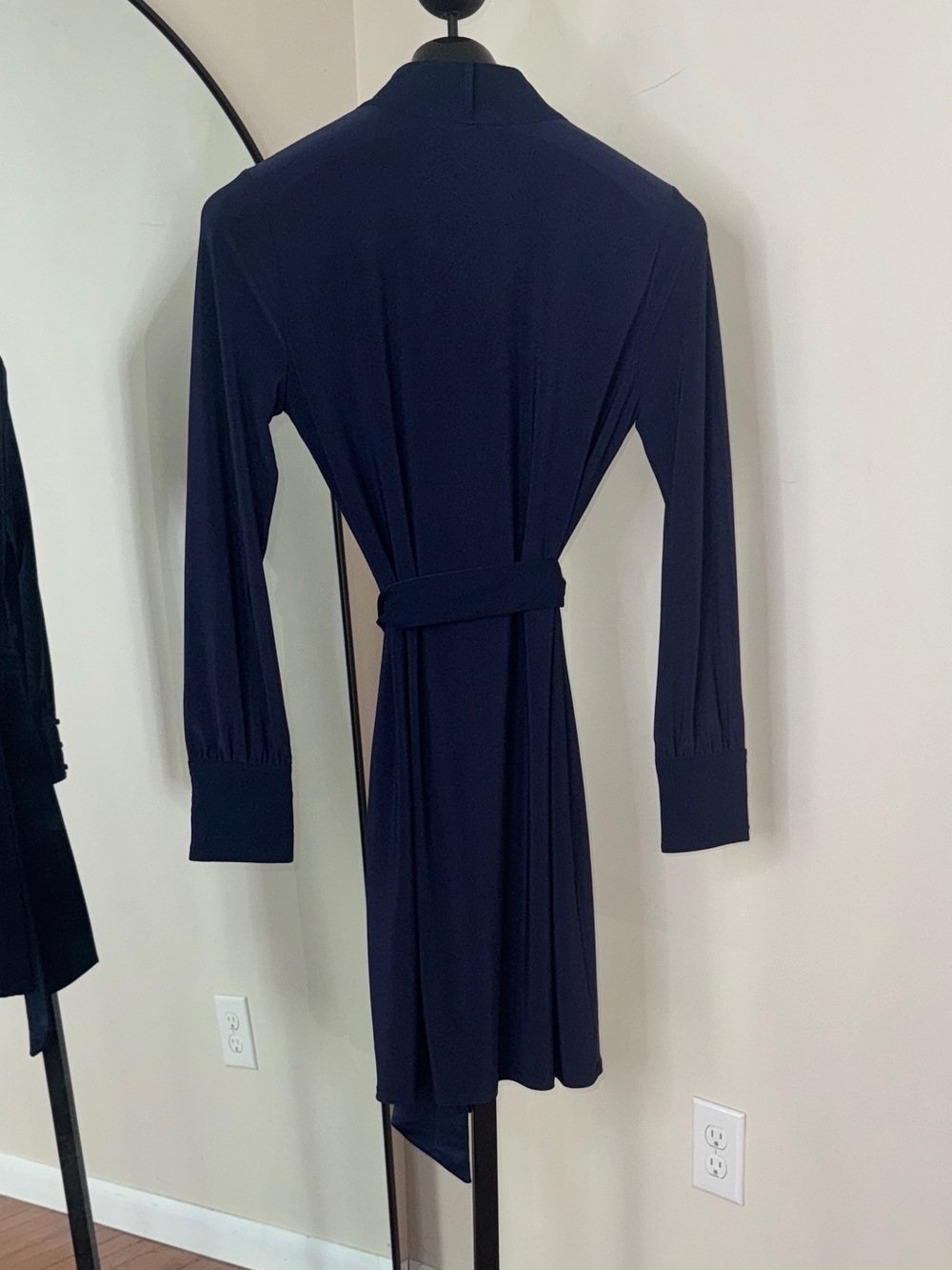 White House Black Market Jersey Tie Dress Navy Size M - Picture 2 of 7